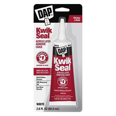 DAP Kwik Seal Acrylic Latex Adhesive Caulk – 2.8 fl oz, 40‑100°F Range