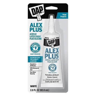 DAP Alex Plus White Siliconized Acrylic Latex All‑Purpose Caulk – 2.8 oz