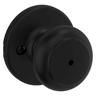 Kwikset 300CV Matte Black Cove‑Style Privacy Knob Lock – Adjustable 6‑Way Latch with Turn‑Piece Interior