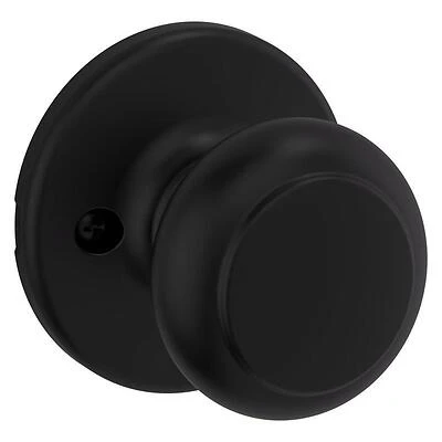 Kwikset Matte Black Cove Dummy Door Knob – Traditional Zinc Finish, 2‑3/8‑2‑3/4 Backset