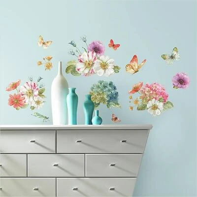 5 in. x 11.5 in. Lisa Audit Garden Bouquet 20-piece Peel and Stick Wall Decals