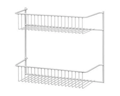 Wall Rack, 2-Tier, White Steel, 12-In.