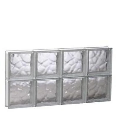 REDI2SET Wavy Glass Pattern Frameless Replacement Glass Clear Block Window (Rough Opening: 31.5-in x 16-in; Actual: 31-in x 15.5-in)