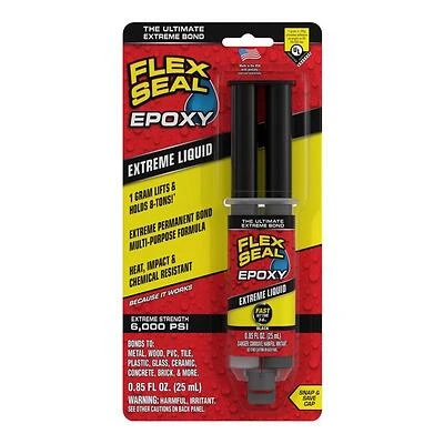 Flex Seal Black Liquid Epoxy, Model EFSBLKR25, 25 mL Syringe