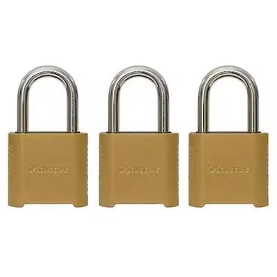 Master Lock Brass-Finished 4-Digit Combination Padlock – Compact Die‑Cast Zinc Security (Pack of 3)