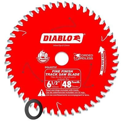 Diablo 6‑1/2" 20 mm Carbide‑Tipped Track Saw Blade – 48 Teeth, 0.07‑in Kerf