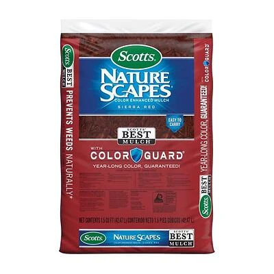 Scotts Nature Scapes 88459444 Red Color-Enhanced Mulch, Weed Preventer, 1.5 Cu Ft