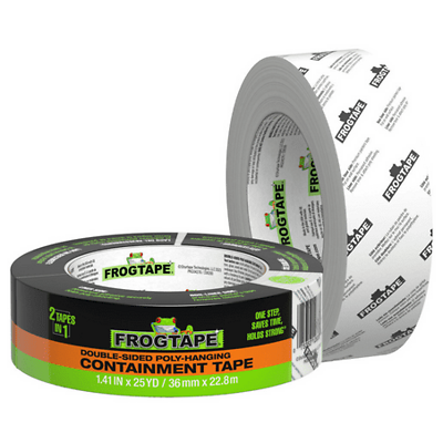 FrogTape Beige 1.5‑Inch × 75‑Ft Double‑Sided Poly‑Hanging Containment Tape