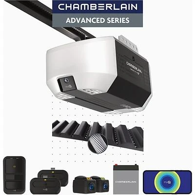 Chamberlain B4310 3/4 HP Belt‑Drive Smart Garage Opener with Fixed Camera, Battery Backup & myQ Wi‑Fi