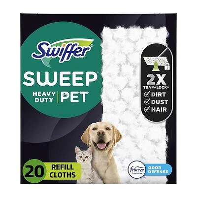 Swiffer 80810498 Heavy-Duty Pet Dry Cloth Refill, White, 3-D Fiber Pad