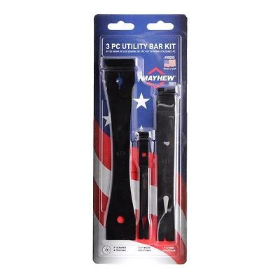 Mayhew 98605 3‑Piece Steel Utility Flat Bar Set – Black Oxide Finish