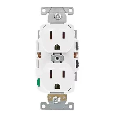 Leviton ECBR1-00W Lever Edge White 15-Amp 125-Volt Grounded Wall Outlet