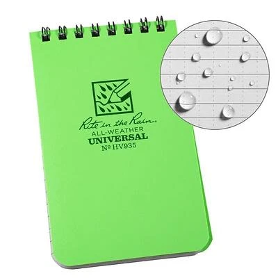 Rite in the Rain HV935 Lime Green Top-Spiral All-Weather Notebook, 3x5, 50 Sheets