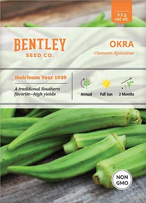 Bonnie Plants Clemson Spineless Okra Seeds, 19.3 Oz Bulk Pack