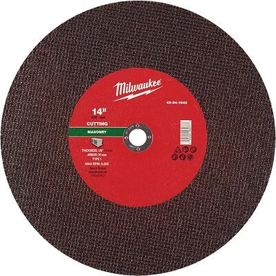 Milwaukee 14‑in. Type‑1 Masonry Cut‑Off Wheel – 1/8" Thick, 1" Arbor