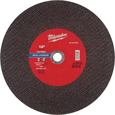 Milwaukee 14‑Inch Type‑1 Metal Cutting Disc – 7/64 in Thick, 1‑Inch Arbor