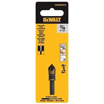 DeWalt DWAMDB24CS 5-Flute 3/8" Countersink Drill Bit, 1/4" Shank, Black & Gold