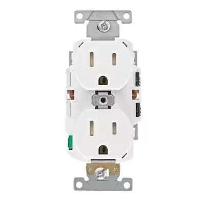 Leviton Lever Edge White 15‑Amp 125V Receptacle – 5‑15R (Pack of 1)