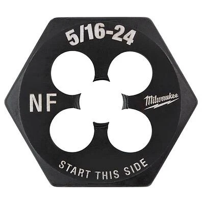 Milwaukee 49-57-5344 Hex Die, 5/16-24 Fine Thread, 1 In. HCS, Black Oxide