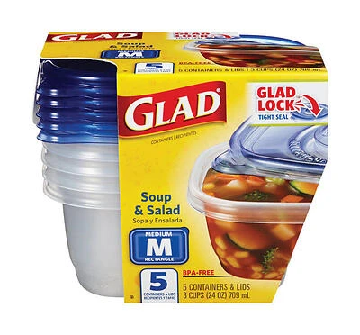 Glad BBP35093 Medium Food Storage Container, Clear, 24 Oz