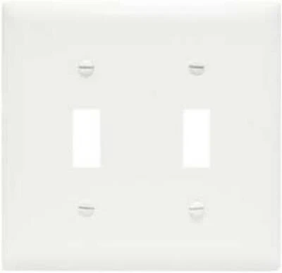 Pass & Seymour 2-Toggle Nylon Wall Plate, 2-Gang, White