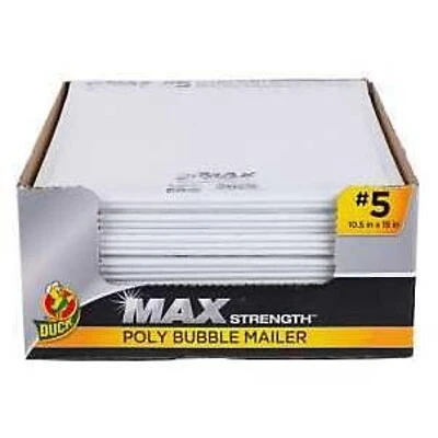 Duck Max Strength #5 White Self‑Seal Bubble Mailer – Heavy‑Duty Padded Envelope