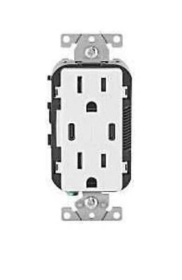 Leviton Decora RN2 White 2‑Pole Duplex Outlet – 15 A, 125 V