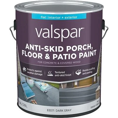 Valspar Dark Gray Porch & Floor Paint – 1 Gal, 100 sq ft Coverage