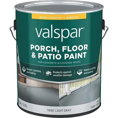 Valspar Light Gray Gloss Latex Paint – 1 Gal for Porch, Floor & Patio