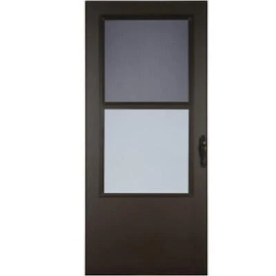 Life‑Core Reversa 32‑inch Brown Screen Door – Full‑Glass Design with Lockable Lever