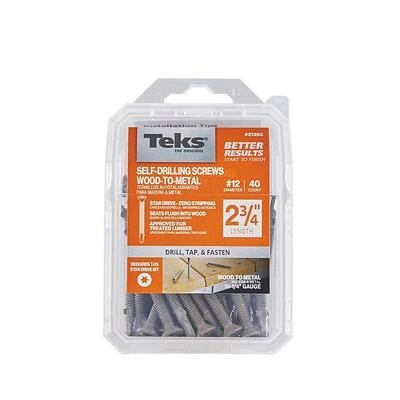 Teks No.12 × 2.75 in. Star‑Drive Hex Washer Self‑Drilling Screws with Wings – 40‑Pack