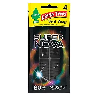 Little Trees Supernova Vent Wrap – Bergamot Floral Musk Car Air Freshener (80‑Day Long‑Lasting, Black)