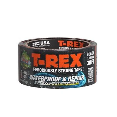 Shur‑Tape T‑Rex Heavy‑Duty Black Waterproof Repair Tape – 1.9" × 30 ft