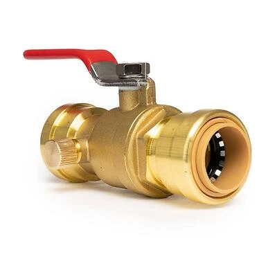 3/4 in. Push-to-Connect x FNPT (Female Thread) Brass Full Port Ball Valve with Drain