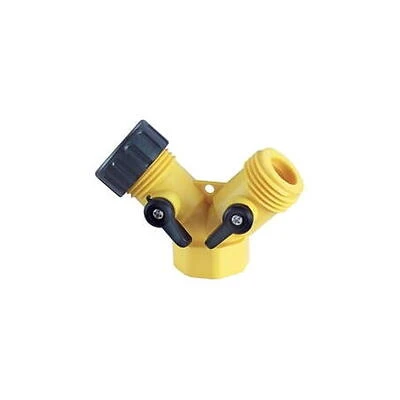 PlumbCraft 0.75 in. Dia. x 0.75 in. Dia. Y-Hose Connector with Shut Offs Plastic 1 pk