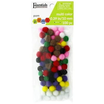 Essentials By Leisure Arts Arts Pom Pom 10mm Multi 100pc