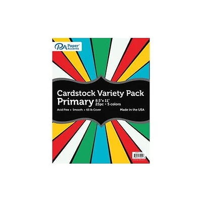 Accent Design Paper Accents Variety Pack  Primary Cardstock  25 Sheets  8.5x11 Inch  Coordinated Colors  Scrapbooking Cards and Crafts