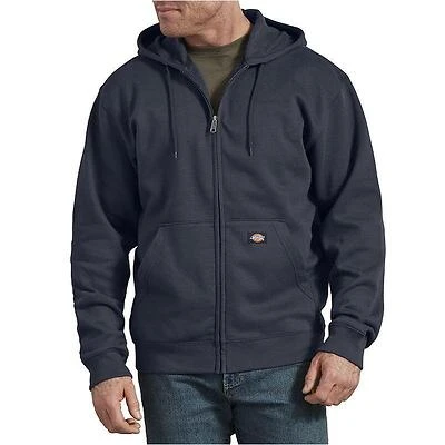 Men's Dickies Fleece Zip-Front Hoodie, Size: XXL, Dark Blue