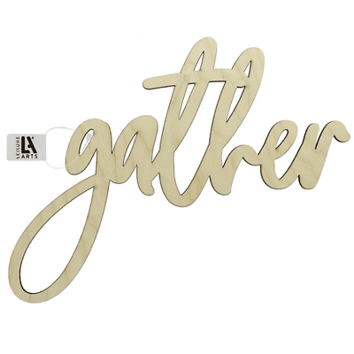 Leisure Arts Unfinished Wood Words - 12.25  x 9.75  - Gather wood cutout - word cutouts for crafts - wooden words for crafts - wooden cut out letters - laser cut words - Large size