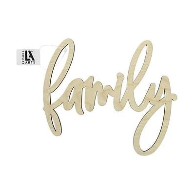 Leisure Arts Wood Word Cutout ‘Family’ Medium 12 x10.75  – Unfinished Wooden Words for Crafts  Rustic Decor  Painting Projects  and Home Art Displays