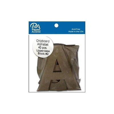 Chipboard Alphabet 4  Block#2 Upper 40pc Natural