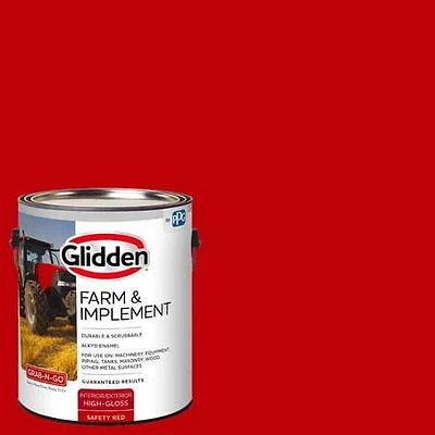 Glidden Farm & Implement Paint, Safety Red, High Gloss, 1 Quart