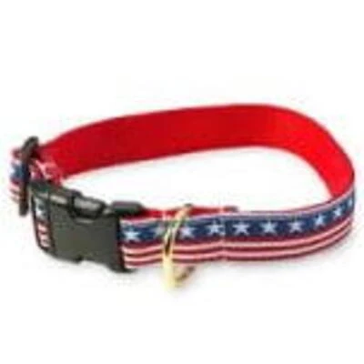 Up Country Stars and Stripes Dog Collar, Size Small, Narrow Width