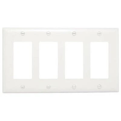 Legrand - Pass & Seymour TP264WCC10 Trade Master Nylon Wall Plate with Four Decorator Openings  Four Gang  White