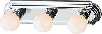 Polished Chrome Boston Harbor 3‑Lamp Vanity Bar – 100W G‑Lamp Steel Fixture