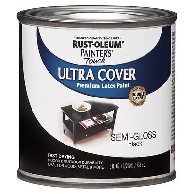 Rust-Oleum 1974730 Painter's Touch Ultra Cover, Semi-Gloss Black, 1/2 Pint