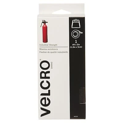 VELCRO Brand 90593 Hook and Loop Fastener, 2 in W, 4 ft L, Nylon, Black