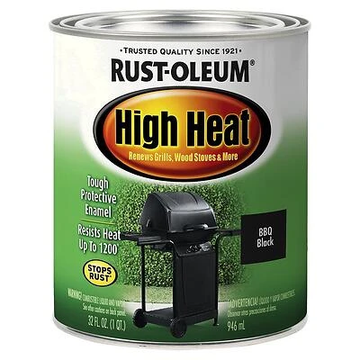 Rust-Oleum 7778502 High Heat Satin Black Enamel Paint, 1 Qt.
