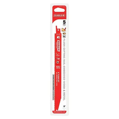 Diablo DS0914AFC5 Reciprocating Saw Blade, 9 in L, 10/14 TPI, Bi-Metal Cutting Edge