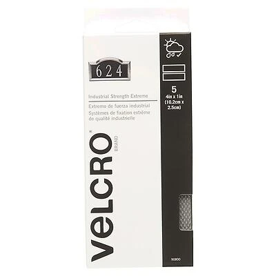 VELCRO Brand 90800 Hook and Loop Fastener, 1 in W, 4 in L, Nylon, Titanium, Rubber Adhesive